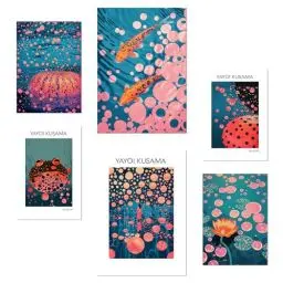 Produktbild: Nacnic 6er-Set Yayoi Kusama Japanischer Kürbisfisch Poster mit Designillustrationen zur Dekoration der Wände Ihres Zuhauses. Räume, Büro, Laden und Geschäft Format A3 und A4 Rahmenlos