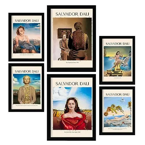 Produktbild: Nacnic Poster 6 set of Salvador Dali 2 Sammlung von Kunstwerken, Dekorative Bilder für Ihr Wohnzimmer, Schlafzimmer, Zuhause. Wandkunst-Drucke. A4 and A3
