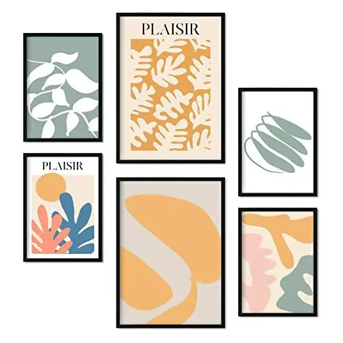 Produktbild: Nacnic Set von 6 Poster Vegetation. Sammlung von Platten mit ästhetischer Collage für Innendekoration. Größen A3 und A4. Rahmenlos