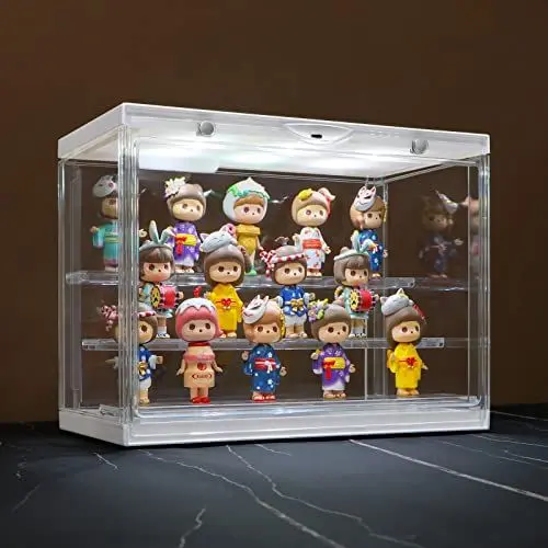 Produktbild: Naconmlet Acryl vitrine schaukasten mit led,transparente Actionfiguren Vitrine,Clear Display case Box für die Präsentation von Miniaturmodellen, Sammlerstücke(Weiß,3Tier-30x17x23cm)