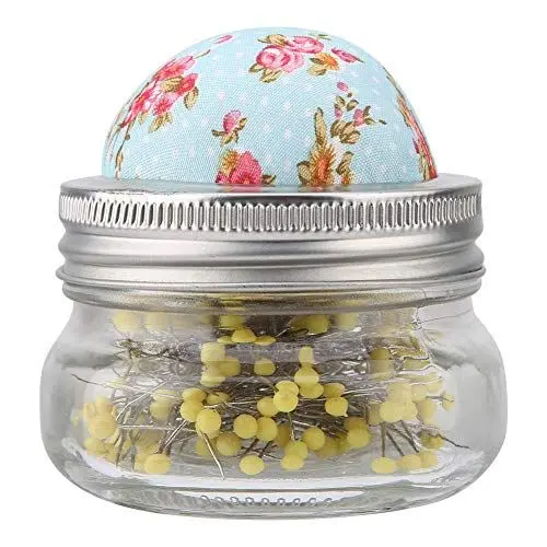 Produktbild: Nadelkissen, Nähnadeln Zum Nähen mit Nadelhalter mit Großem Kopf und Glasflasche, Nähnadelkissen, Perlennadeln, Quiltnadelkissen-Set für Heimwerkerarbeiten