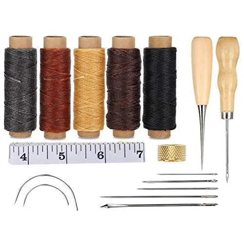 Produktbild: Nähzubehör, Leder-Kunstwerkzeuge, Handgefertigtes Lederwaren-Set, Band-Fingerhut, Lederhandwerkswerkzeuge, Ahle, Lederhandwerksausrüstung, Lederhandwerkswerkzeuge, Schneiderahle