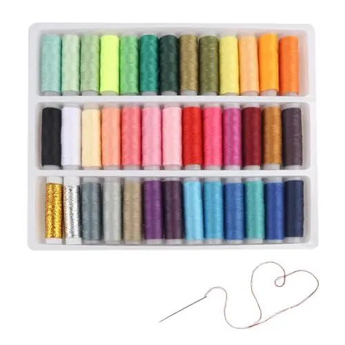 Produktbild: Nähgarn set 39 farbige Polyester-Nähfäden,Nähmaschinen Garn,Overlockgarn,Nähset, Nähkasten,Nähgarn,Stickgarn Set in Bunten Farben, mit Lagerung Tablett(39 Farben)