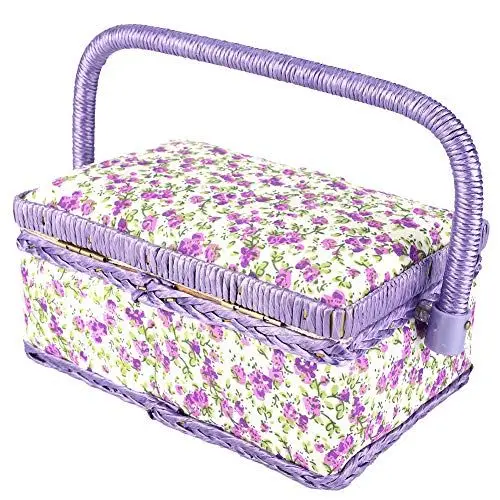 Produktbild: Nähkästen Haushalt 25×16×10 Stoff Handwerk Handarbeit Nähkorb Faden Nadel Aufbewahrungsbox Organizer Blume Bedruckt