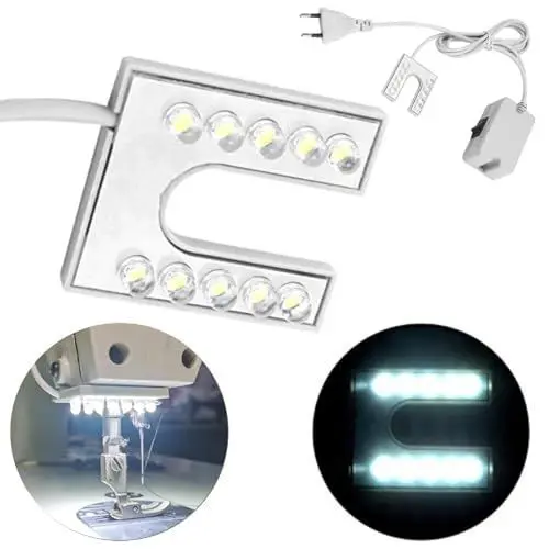 Produktbild: Nähmaschinenlicht, LED-Licht Flexible Schwanenhalslampe mit magnetischer Befestigungsbasis für Handwerk, Nähmaschine 110-265V EU-Stecker