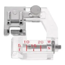 Produktbild: Nähmit - Verstellbarer Schrägbandeinfasser für Ihre Nähmaschine mit Schnellspanfuß - geeignet für Baumwoll & Satin Schrägbänder von 10mm - 40mm Breite (A21-Einfasser, 1 Stück)