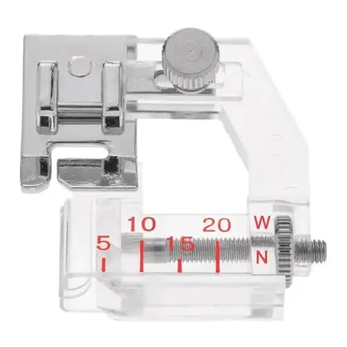 Produktbild: Nähmit - Verstellbarer Schrägbandeinfasser für Ihre Nähmaschine mit Schnellspanfuß - geeignet für Baumwoll & Satin Schrägbänder von 10mm - 40mm Breite (A21-Einfasser, 1 Stück)