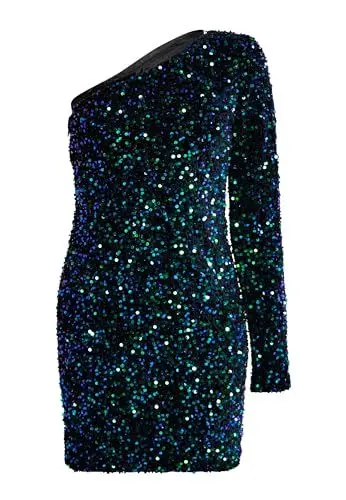 Produktbild: NAEMI Damen One Shoulder Minikleid 19229184-NA01, BLAU GRÜN Mehrfarbig, XS