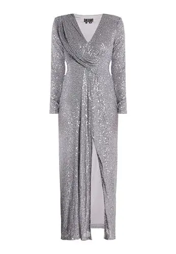 Produktbild: NAEMI Damen Paillettenkleid 19229059-NA01, GRAU Silber, XS