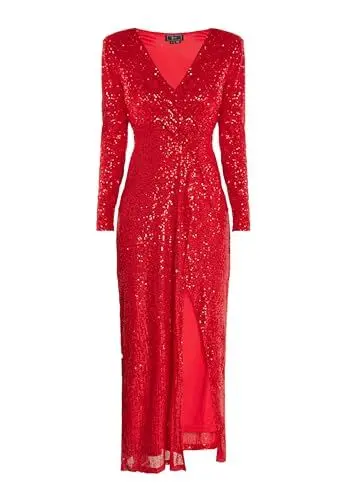 Produktbild: NAEMI Damen Paillettenkleid 19229059-NA01, ROT, S