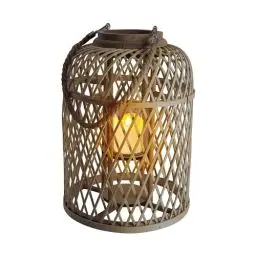Produktbild: Näve Leuchten - Dekoleuchte Korb - Incl. Solar-LED-Kerze, 1700K, 0,01W - Für Terrasse, Garten und Balkon - Deko für Außen - Braun, 38cm
