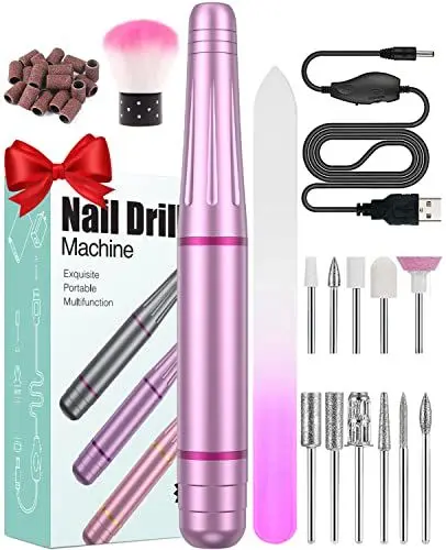 Produktbild: Nagelfräser, 11 In 1 Elektrische nagelfräser Maniküre Set, 20000 U/Min Verstellbare Geschwindigkei Schleifpolierer für gelnägel, Nagelhaut Shellac Acrylgel, Sicher für Anfänger(Lila)