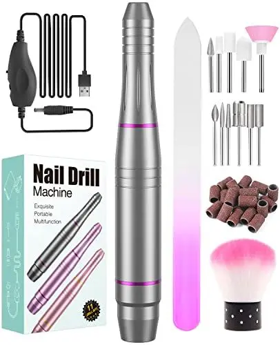 Produktbild: Nagelfräser, 11 In 1 Professionell Elektrische Nagelfräser, 20000 u/Min Verstellbare Geschwindigkei Pediküre Maniküre Set für Nagelhaut Shellac Acrylgel, Sicher für Anfänger Profi