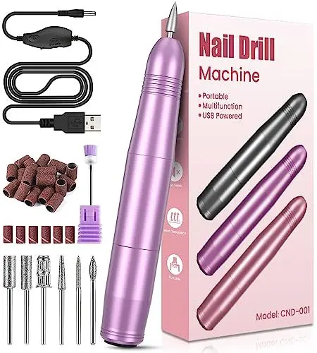 Produktbild: Nagelfräser, Elektrische Nagelfeile für Gelnägel, 20000 u/Min Verstellbare Geschwindigkei Fräser für gelnägel, Maniküre Pediküre Set für Gelnägel, Nagelhaut Shellac Acrylgel, Sicher für Anfänger