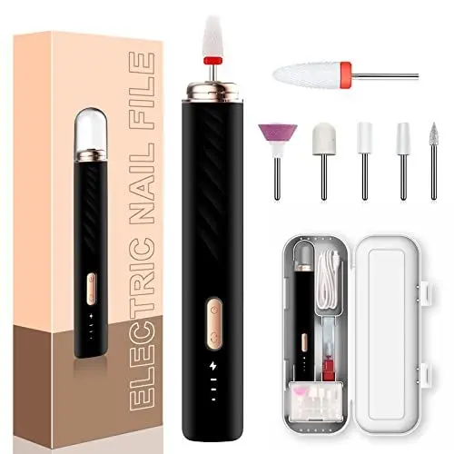 Produktbild: Nagelfräser Maniküre Set Elektrische Nagelfeile, Fräser für gelnägel Pediküre set Fußpflege Elektrisch USB Wiederaufladbare Nail Drill für Anfänger, Pediküre Set-Schwarz