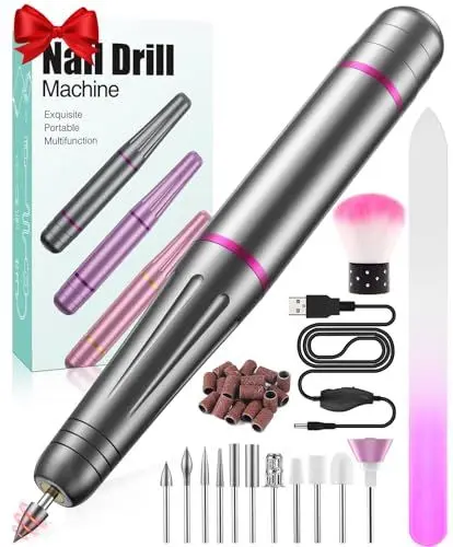 Produktbild: Fräser für gelnägel, Nagelfräser, Elektrische Nagelfeile 20000 U/Min Maniküre set elektrisch mit einstellbare Geschwindigkeit und Richtung für Gelnägel Acrylnägel Naturnägel Nagelhaut, nail drill