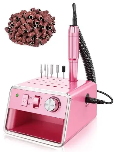 Produktbild: Nagelfräser, Nagel Fräsmaschine 20000 U/min, Nail Drill Machine Fräser für Gelnägel mit Kompaktem Aufbewahrungssystem, Maniküre-Set Elektrisch für Nägel Selber Machen, Rosa