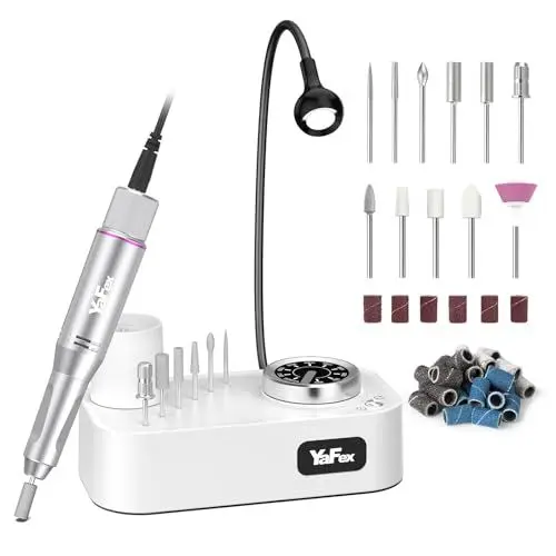 Produktbild: Nagelfräser für Gelnägel 35000 U/Min,YaFex 11 in 1 Elektrische Nagelfräser Professionelle mit Nagelfräser Aufsätze,Nagelfeile Maniküre Pediküre Set mit LED Lampe (Weiß)