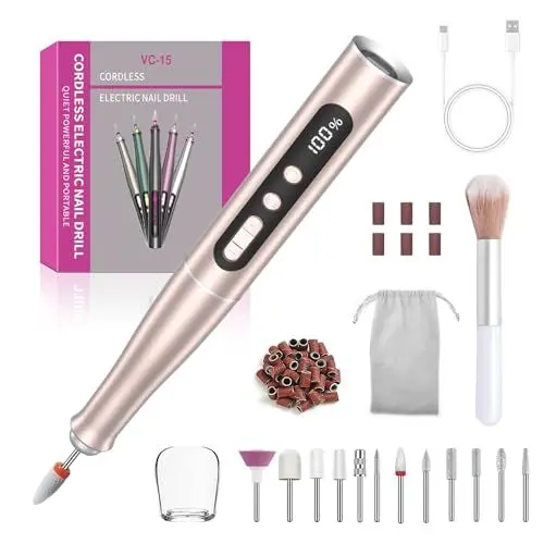 Produktbild: Nagelfräser für Gelnägel, Elektrische Nagelfeile 12 in 1 Set - 35000 U/min Maniküre Pediküre Set Fußpflege Elektrisch, Fräser Nägel Kabellos mit 5 Geschwindigkeitsstufen | Professionelle Nail Drill