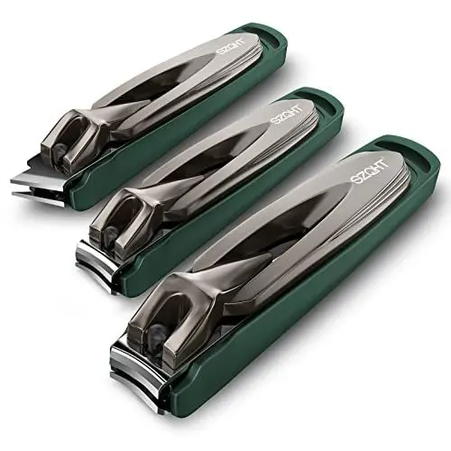 Produktbild: Nagelknipser-Set, 3er-Pack, Fingernagelknipser und Zehennagelknipser für Herren, Wowen, Nagelknipser mit Fänger, Nagelschneider für dicke Zehennägel, Edelstahl, ultra-scharf, robust