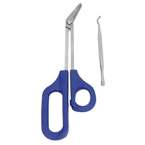 Produktbild: Nagelschere mit langem Griff, ergonomischer Nagelknipser, eingewachsene Nagelfeile für ältere schwangere Frauen, entfernt dicke eingewachsene Zehennägel, Edelstahl Zehennagelschere (L)