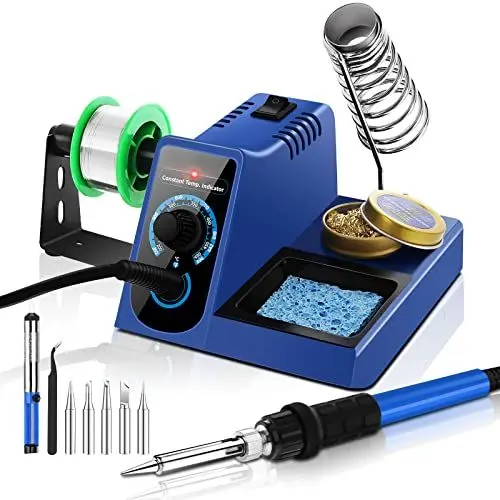 Produktbild: NAHKZNY Lötstation Lötset 60W Lötkolben 200°C ~ 480°C einstellbare Temperatur mit Entlötpumpe Lötkolbenständer 5 Lötspitzen Feinlötkolben Soldering Set für Schule Labor Hobbylöten