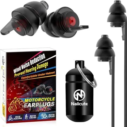 Produktbild: Naiicute Ohrstöpsel Motorrad mit Band 2 Paar, Gehörschutz Ohrenstöpsel für Motorradfahrer, Renn, Touring -25dB Lärmschutz Wiederverwendbare Weich Silikon, Verkehr noch hörbar, Windgeräusche zu dämpfen