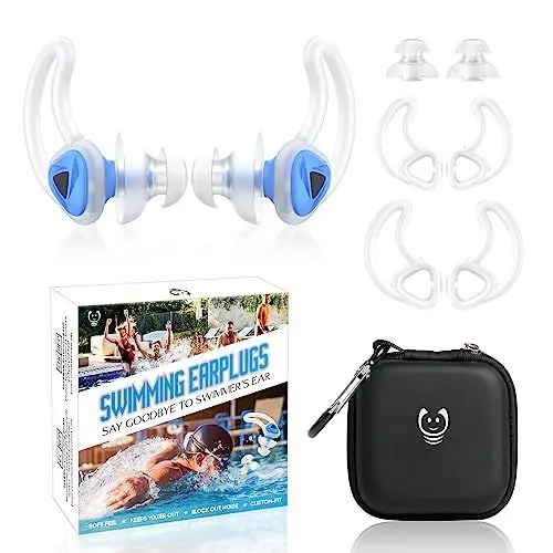Produktbild: Naiicute Ohrstöpsel Schwimmen Erwachsene, Gehörschutz für Duschen, Surfen und Wassersportarten - Ohrenschutz vor Wasser - Ohrenstöpsel Wasserdicht Wiederverwendbare Silikon Swimming Earplugs (Blau)