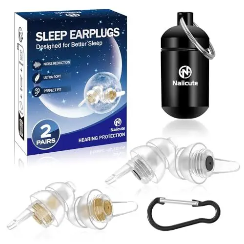 Produktbild: Naiicute öhrstöpsel schlaf 2 Paar, Gehörschutz Ohrenstöpsel gegen Schnarchen, Ohr-Stöpsel lärmreduzierung Noise Cancelling Silikon Sleep Ear Plugs für Schlafen Arbeiten Reisen, Erwachsene Kinder 12+