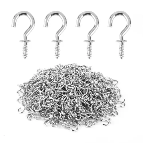 Produktbild: NAIKUDAGE 150 Stücke Schraubhaken Klein, Becher Schraubhaken, Haken zum Schrauben, Metall Hakenschrauben für Hängende Pflanzen Kunst Dekorationen (Silber, 1/2 Zoll)