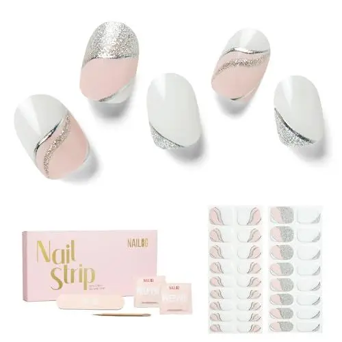 Produktbild: NAILOG Nagelfolie,Nagelfolie uv Härtend,Nagelfolie Selbstklebend,UV Nagelfolien,34 Stück Nagelsticker,Soft Gel Finish Nagelfolie Nails Starter Set,Geschenk für Frauen,Be With You