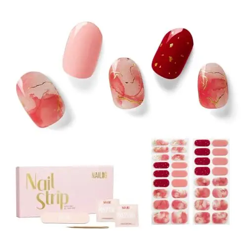 Produktbild: NAILOG Nagelfolie uv härtend,34 Stück Nagelsticker selbstklebend in Salonqualität, lang anhaltende Soft Gel Finish Nagelfolien Nails Starter Set für Frauen, Rose Cloud