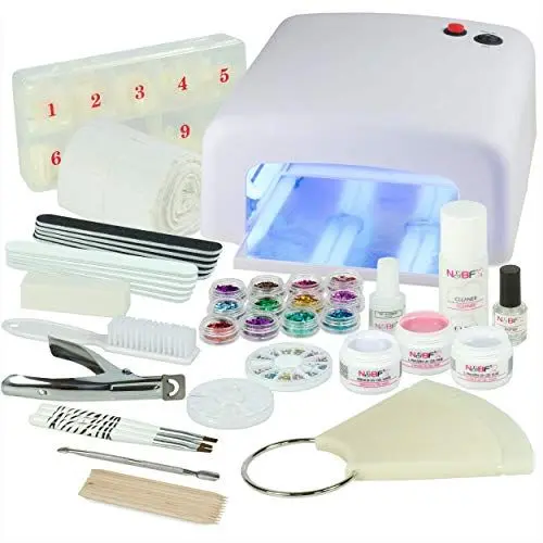 Produktbild: NAILS FACTORY Gelnägel Starterset Weiß - Nagelset für Anfänger - Gelnägel Nagelstudio Set mit LED UV Lampe, Nailart & Zubehör - Gel Nägel Set - Made in Germany