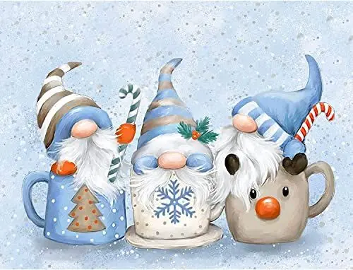 Produktbild: NAIMOER Gnomes Diamond Painting Kits für Erwachsene, 5D Zwerg in Cup Diamant Painting Weihnachten Erwachsene, DIY 5D Diamond Painting Bilder Weihnachten Gnomes Diamant Malerei Set 40x30cm