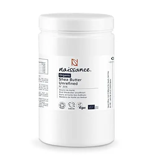 Produktbild: Naissance Sheabutter BIO (Nr. 306) 1kg (1000g) - 100% Rein, Unraffiniert, BIO zertifiziert - Intensive Pflege für Kosmetik, Haut, Haare, Fairtrade Shea Butter aus Ghana