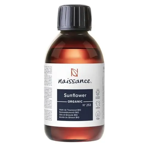 Produktbild: Naissance Sonnenblumenöl BIO (Nr. 253) - 225ml - BIO Zertifiziert, Rein, Raffiniert - für die Haut, Gesicht, Kosmetik, Massage