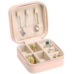 Produktbild: Naler Schmuckkästchen Reise Schmuckkasten für Damen Mädchen Klein Schmuck-Reiseetui für Ringe Ohrringe Armbänder Halsketten (Rosa)