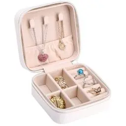 Produktbild: Naler Schmuckkästchen Reise Schmuckkasten für Damen Mädchen Klein Schmuck-Reiseetui für Ringe Ohrringe Armbänder Halsketten (weiß)