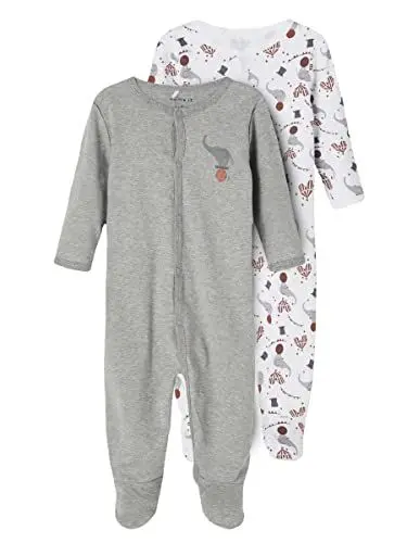 Produktbild: NAME IT 2er Pack Unisex Schlafstrampler aus Bio-Baumwolle Grey Melange-92