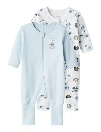 Produktbild: NAME IT Baby - Jungen Nbmnightsuit 2p Zip Ff Elephant Noos Schlafanzug, Baby Blue, 68 EU