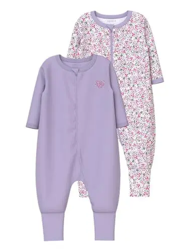Produktbild: NAME IT Baby - Mädchen Nbfnightsuit 2p Zip Ff Petit Flower Noos Schlafanzug, Pastel Lilac, 74 EU