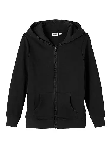 Produktbild: NAME IT Jungen NKMNESWEAT Card W Hood UNB NOOS Hoodie-Jacke, Schwarz, 104