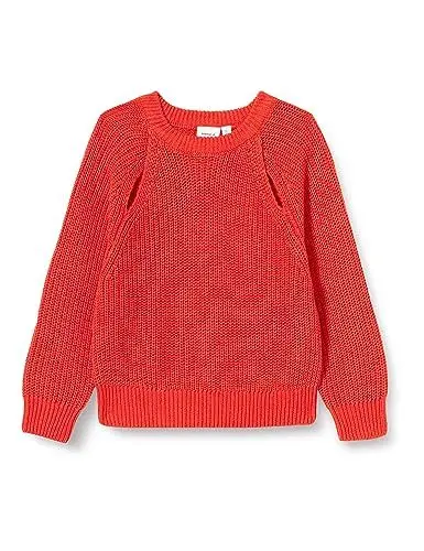 Produktbild: NAME IT Mädchen NKFNIHOLE LS Short Knit Strickpullover, Cherry Tomato, 116 cm