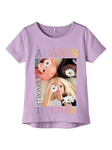 Produktbild: NAME IT Mädchen NMFABELINE Barbie SS TOP Box Sky T-Shirt, Double Cream, 92