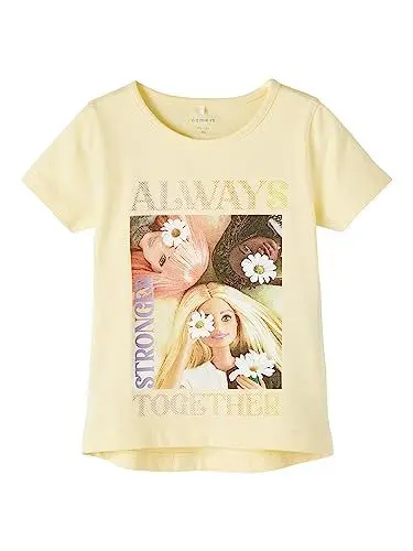 Produktbild: NAME IT Mädchen NMFABELINE Barbie SS TOP Box Sky T-Shirt, Double Cream, ONE Size
