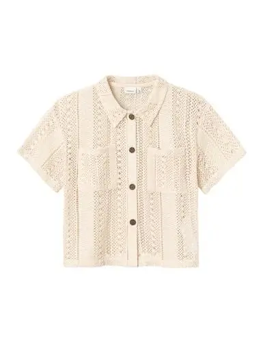 Produktbild: NAME IT Mädchen Nkfhisilka Ss Shirt Kurzarmbluse, Beige, 134/140 cm