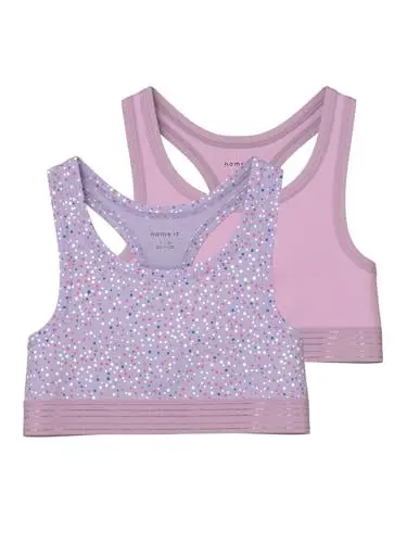 Produktbild: NAME IT Mädchen Nkfshort Top 2p Pastel Lilac Dot Noos Bustier, Pastel Lilac, 116 EU