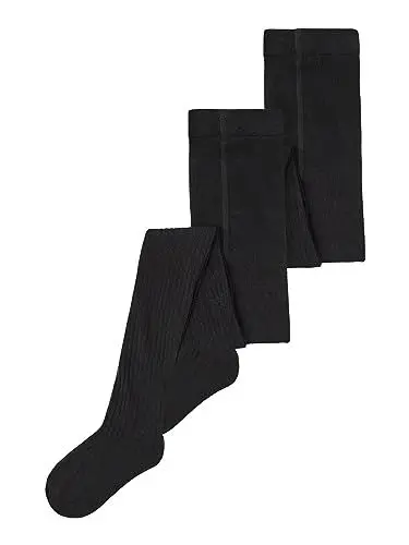 Produktbild: NAME IT Unisex Kinder Nknpantybukser Rib 2p Noos Strumpfhose, Schwarz, 134-140 EU