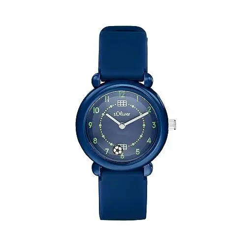Produktbild: s.Oliver Armbanduhr Jungen Kinder Quarzuhr Analog, mit Silikon Armband, Blau, 5 bar Wasserdicht, Kommt in Uhren Geschenk Box, 2036534