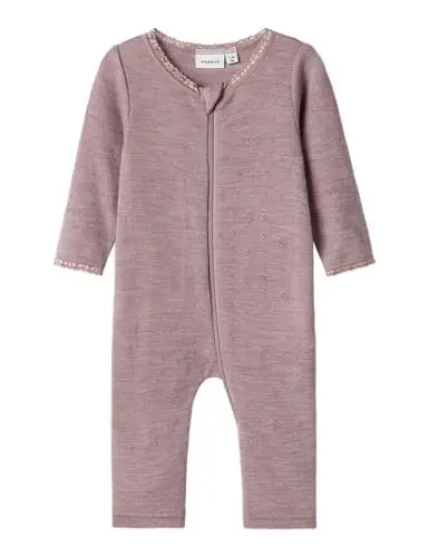 Produktbild: NAME IT Baby - Mädchen Nbfwang Wool Needle Nightsuit Solid Noos Schlafanzug, Lila, 68 EU